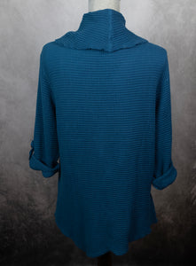 Feather Waffle Cowl Neck Tunic