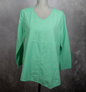 Embroidered Voile Tunic Top