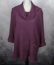 Load image into Gallery viewer, Feather Waffle Cowl Neck Tunic